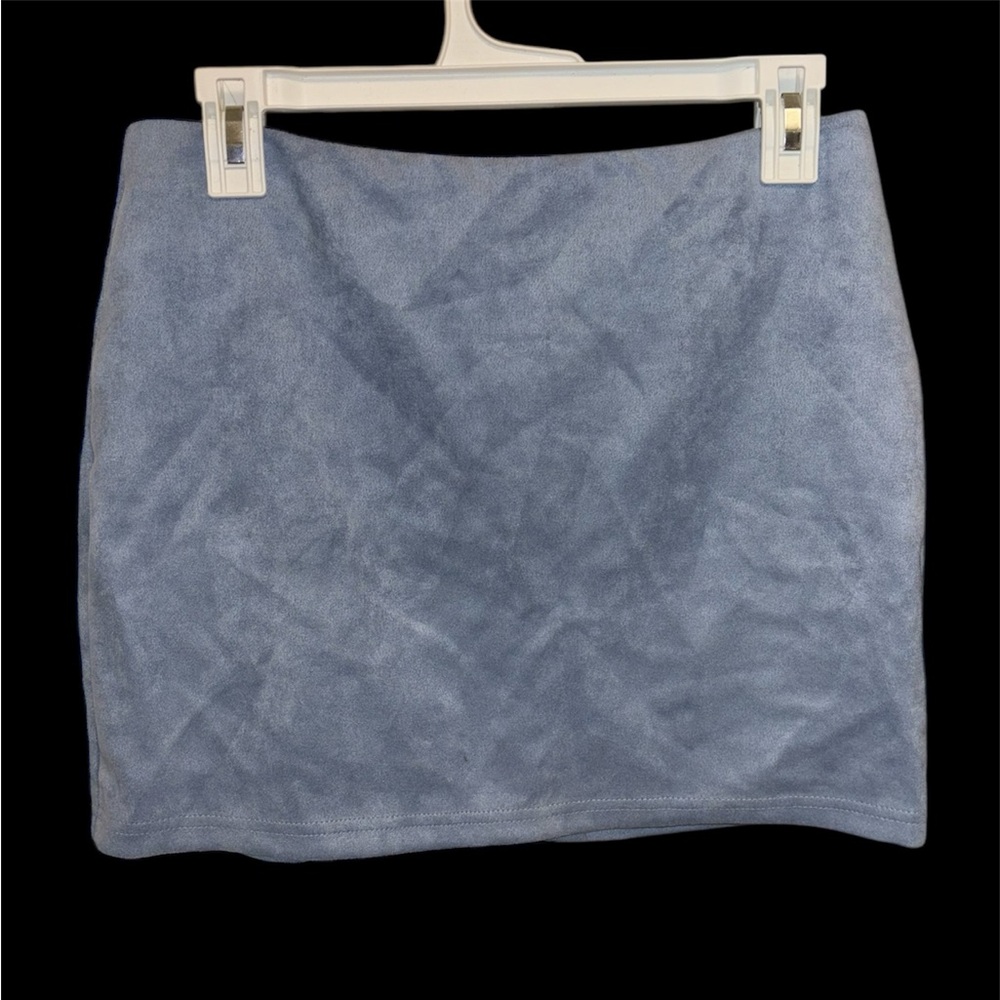 Blue Faux Suede Mini Skirt M